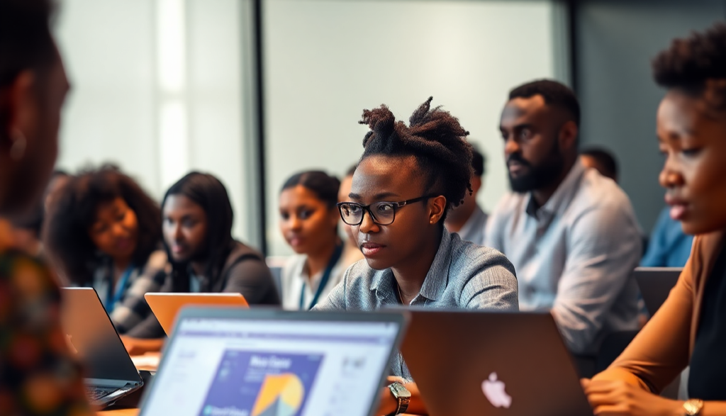 Professionals in an interactive bootcamp
